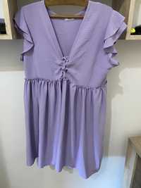Fioletowa sukienka zwiewna 38 M 100% wiskoza