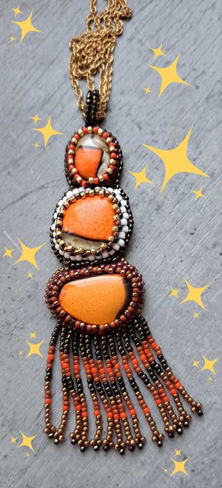 Zawieszka kaboszony szklane "trojaczki"