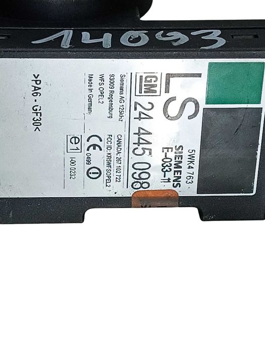 Zestaw Startowy Sterownik Stacyjka Klucz Immobiliser Zafira A 1.8 16V