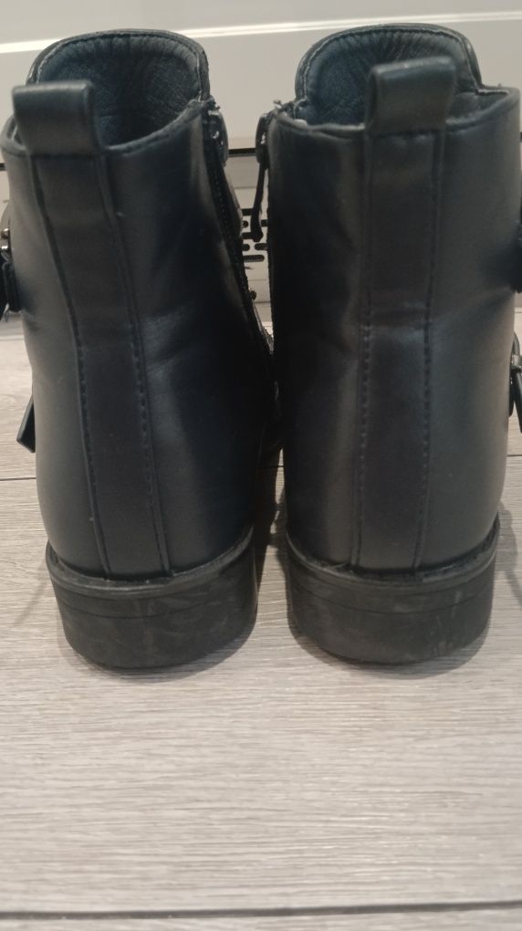 Ботинки кожаные осенние, для девочки, 34, 21 см