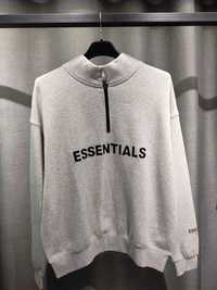 Світшот FEAR OF GOD Essentials Front Logo Half Zip Sweat Light Grey