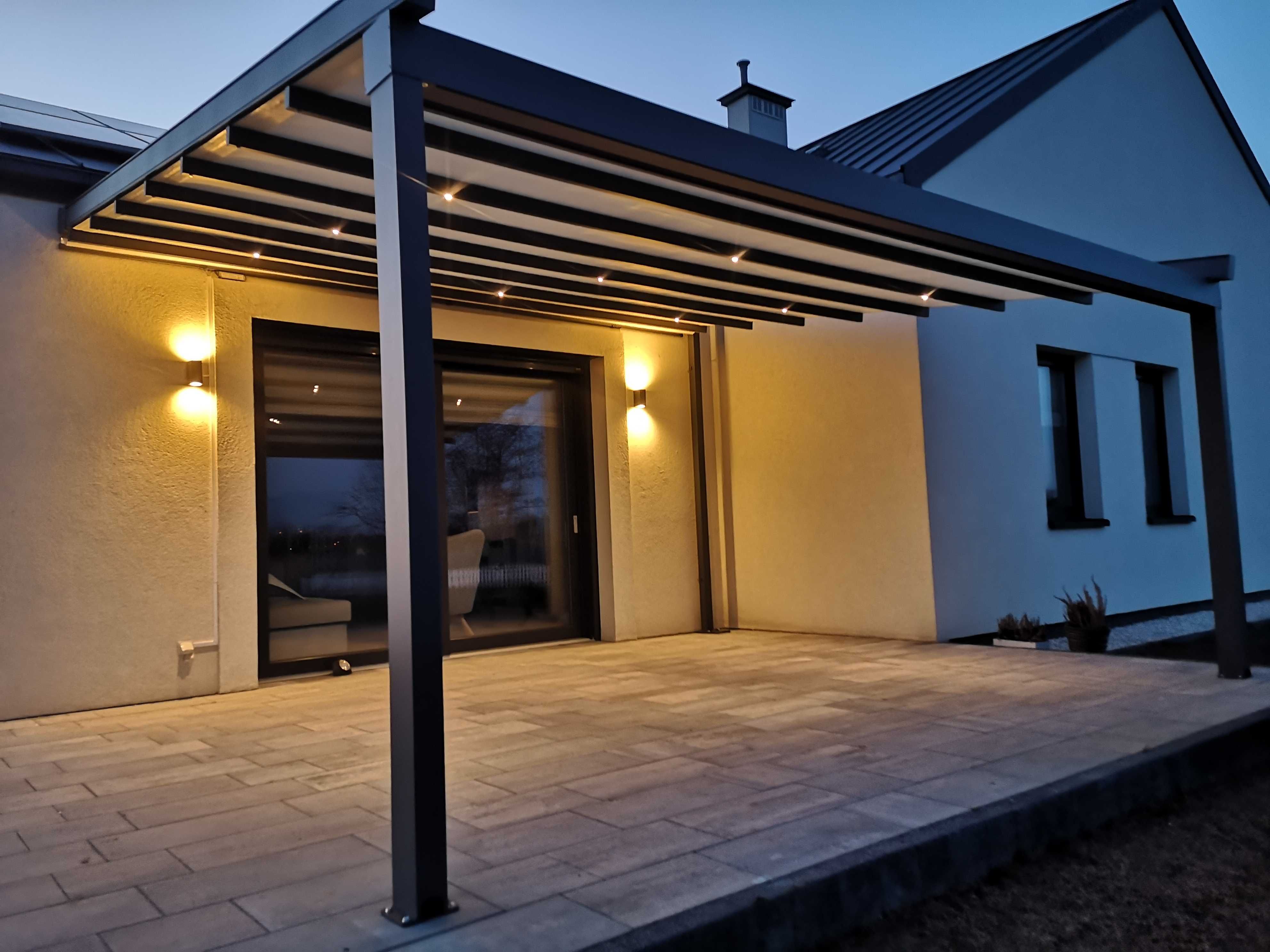 PERGOLA Z dachem ZWIJANYM Aluminiowa Automatyczne Zadaszenie tarasu