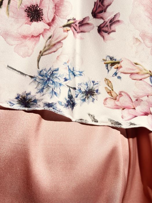 Piżamka satynowa Donna Rosa XXL w kwiaty na lato