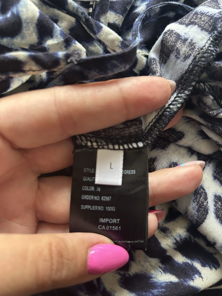 Letnia sukienka midi w panterkowy wzór panterka rozmiar L/40 premium