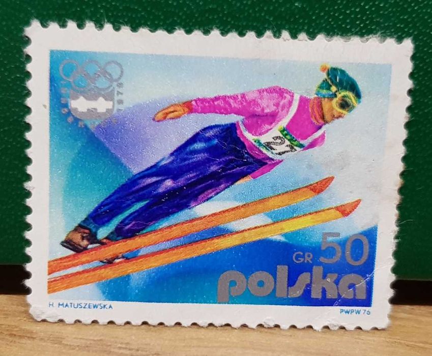 Znaczek Zimowe Igrzyska Olimpijskie Innsbruck 1976 r Polska