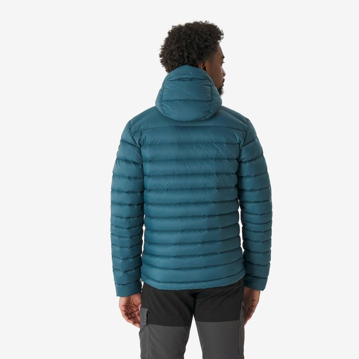 Casaco de penas de Trekking montanha com capuz Azul - MT500 -10°C -