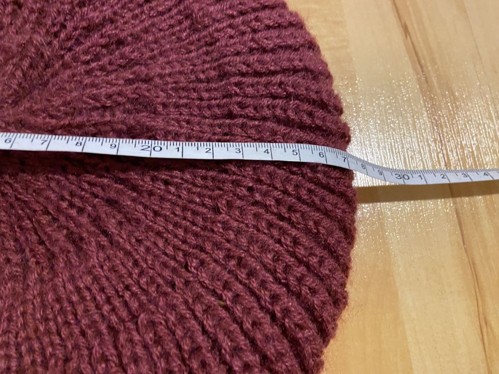 Moherowy beret ocieplany bordowy ciepły zima Vintage