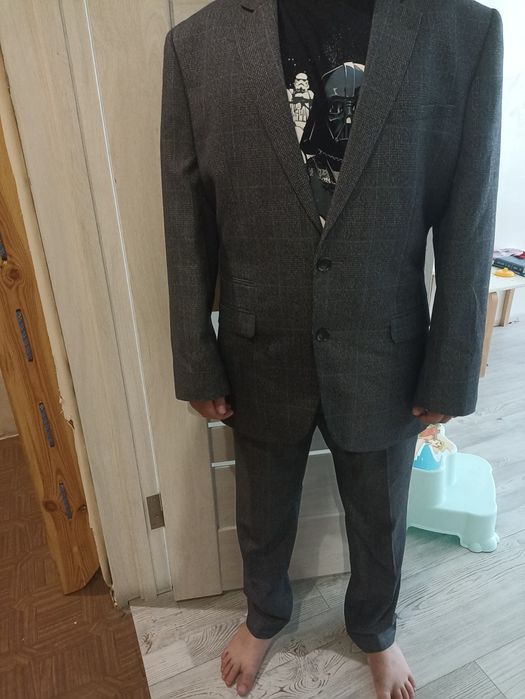 Підлітковий класичний костюм трійка slimfit в клітинку в школу стан но