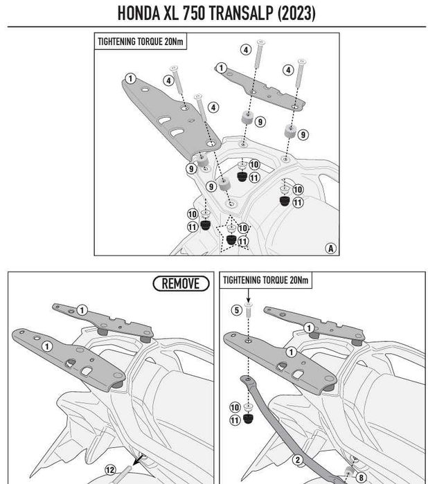 Kit GIVI SR1201  + BASE Top Case GIVI M5 Honda Transalp XL750