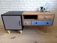 Szafka RTV NAPOLI, vintage, prl, pepitka, szuflady-ciekawy design!