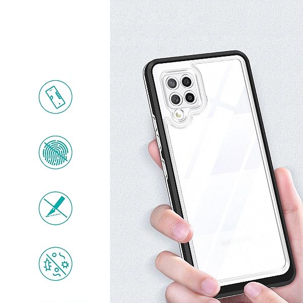 Clear 3in1 etui do Samsung Galaxy A42/5G żelowy pokrowiec z ramką czar