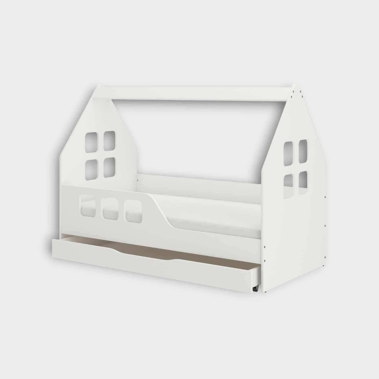 Dziecięce łóżko DOMEK z SZUFLADĄ 160x80 BIAŁE + materac GRATIS