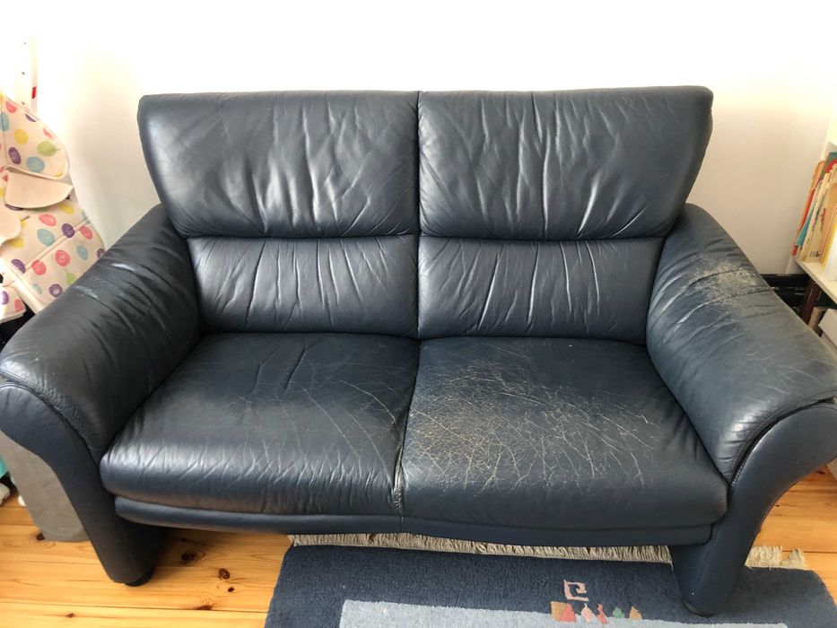 Sofa dwuosobowa i fotel - skóra
