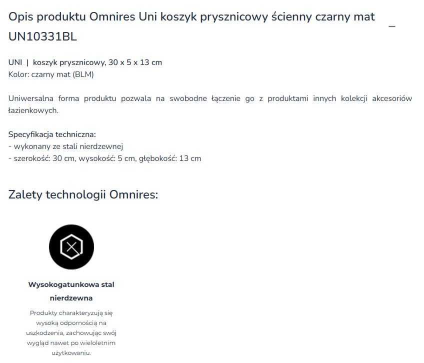 Kosz prysznicowy OMNIRES Nowy