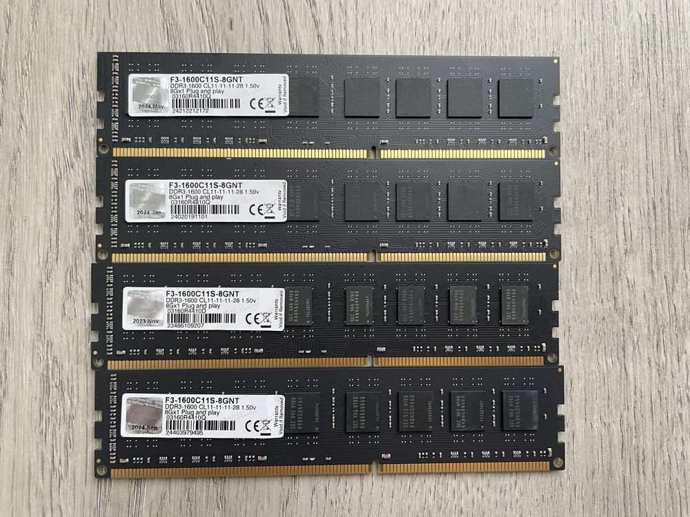 32 GB Оперативна пам'ять ОЗУ G.Skill DDR3 8GB 1600Mhz