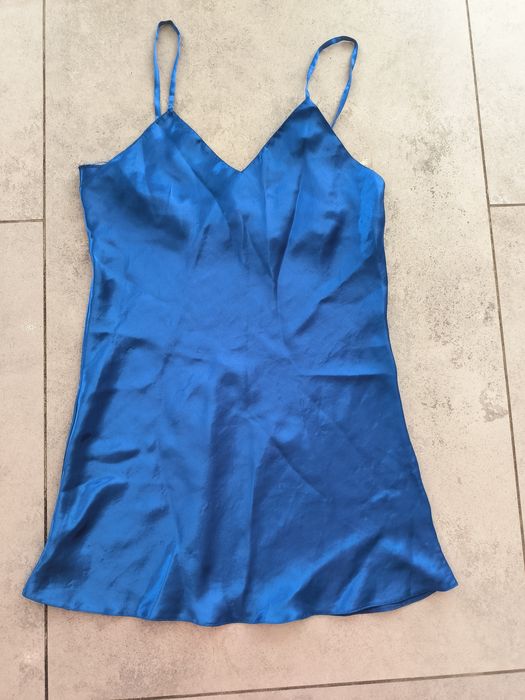 Satynowa granatowa koszula nocna rozmiar M/L