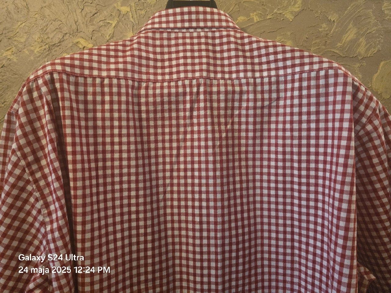 Elegancka niemiecka koszula myśliwska w kratę XXXL. Guziki rogowe.