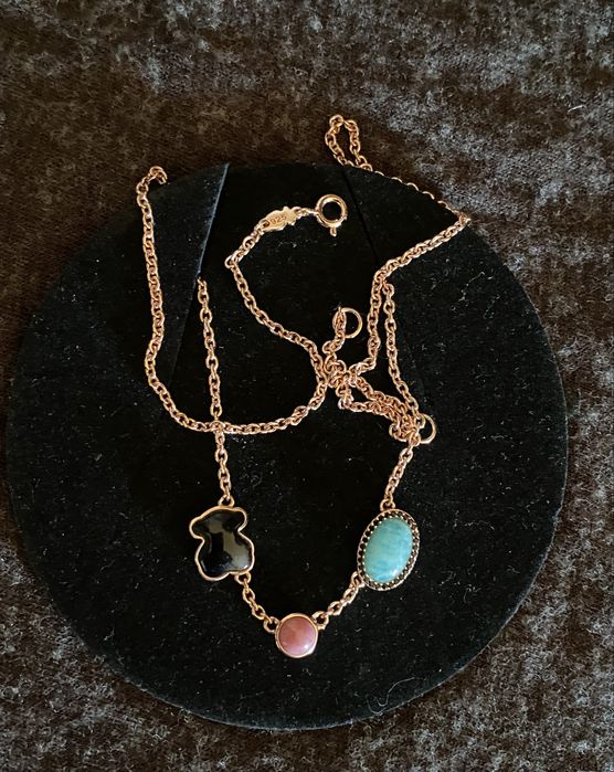 Colar Tous Motif em prata Vermeil, rosa, com pedras semi preciosas