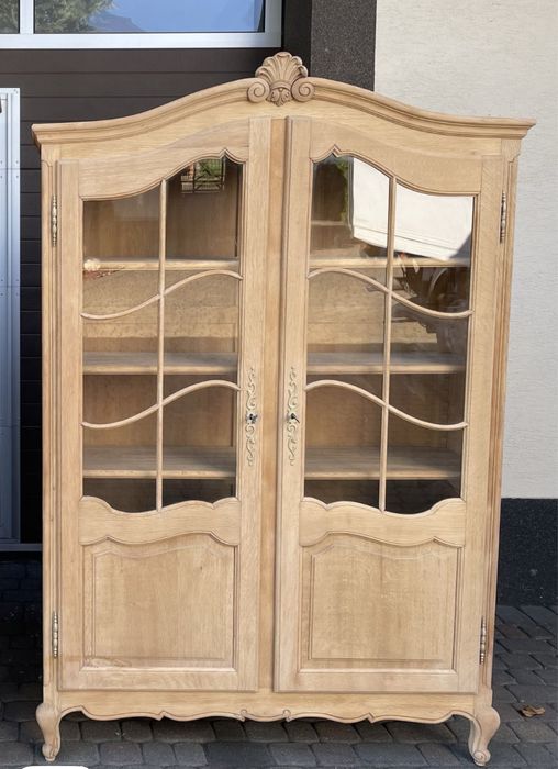 Biblioteka witrynka ludwikowska oczyszczona dąb Ludwik XV giete nóżki