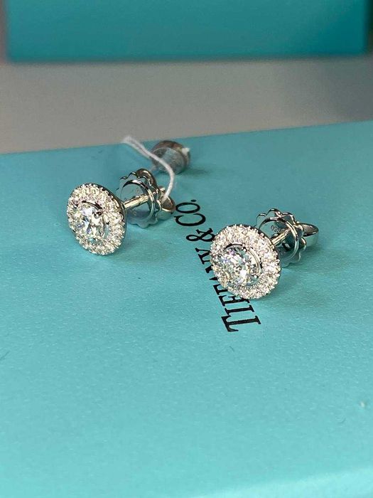 Золоті сережки з діамантами (GIA)
