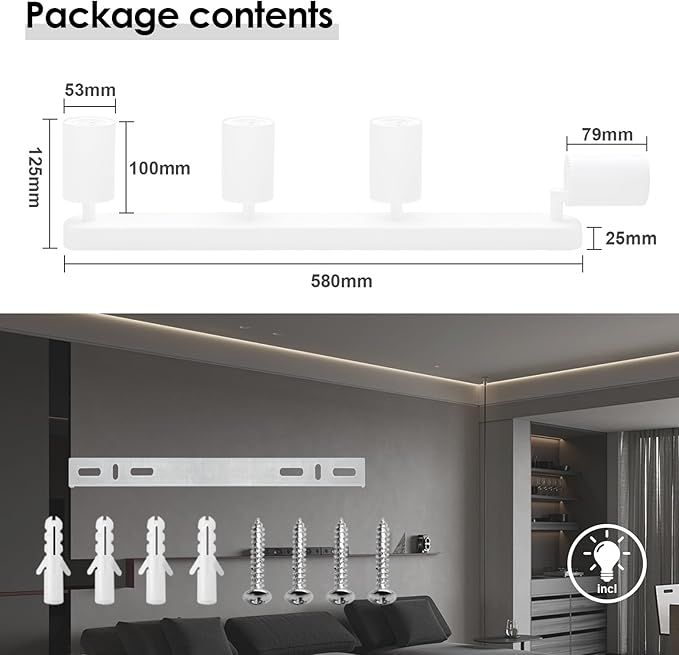 Eleganckie Białe Reflektory LED 4x5W z Regulacją do Wnętrz