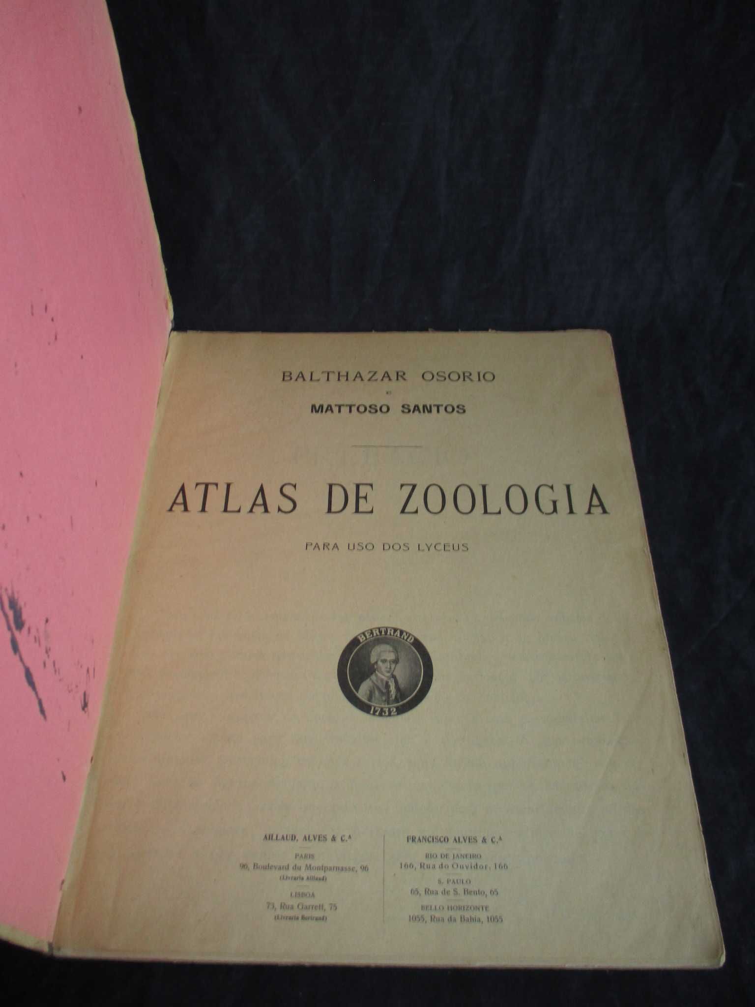 Livro Atlas de Zoologia Baltazar Osório e Mattoso Santos