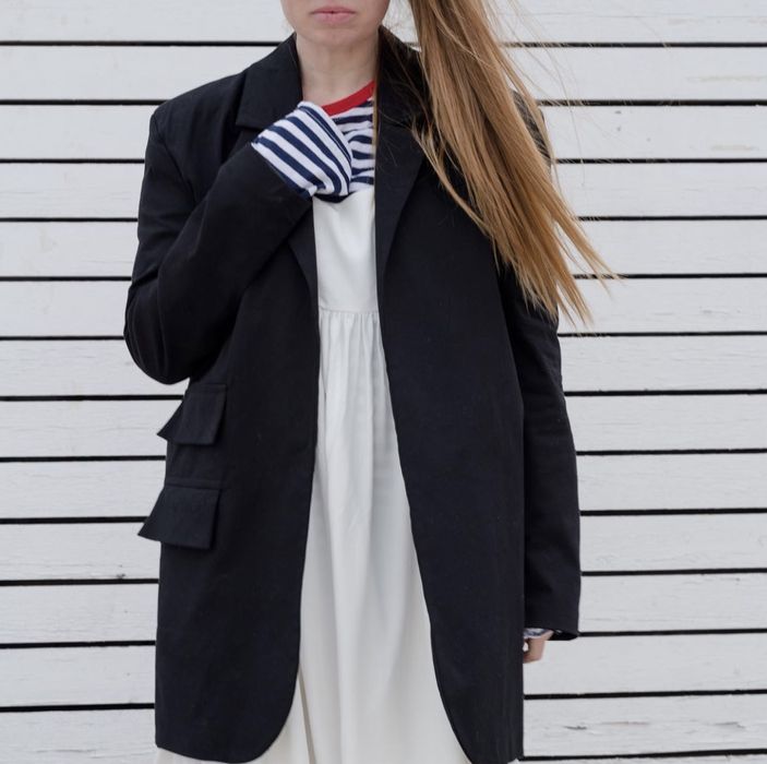 Піджак-сукня чорний довгий