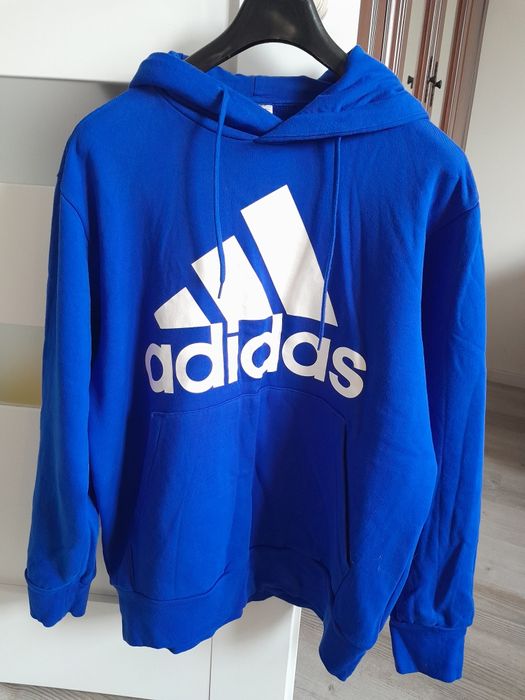 adidas bluza z kapturem niebieska unisex duża