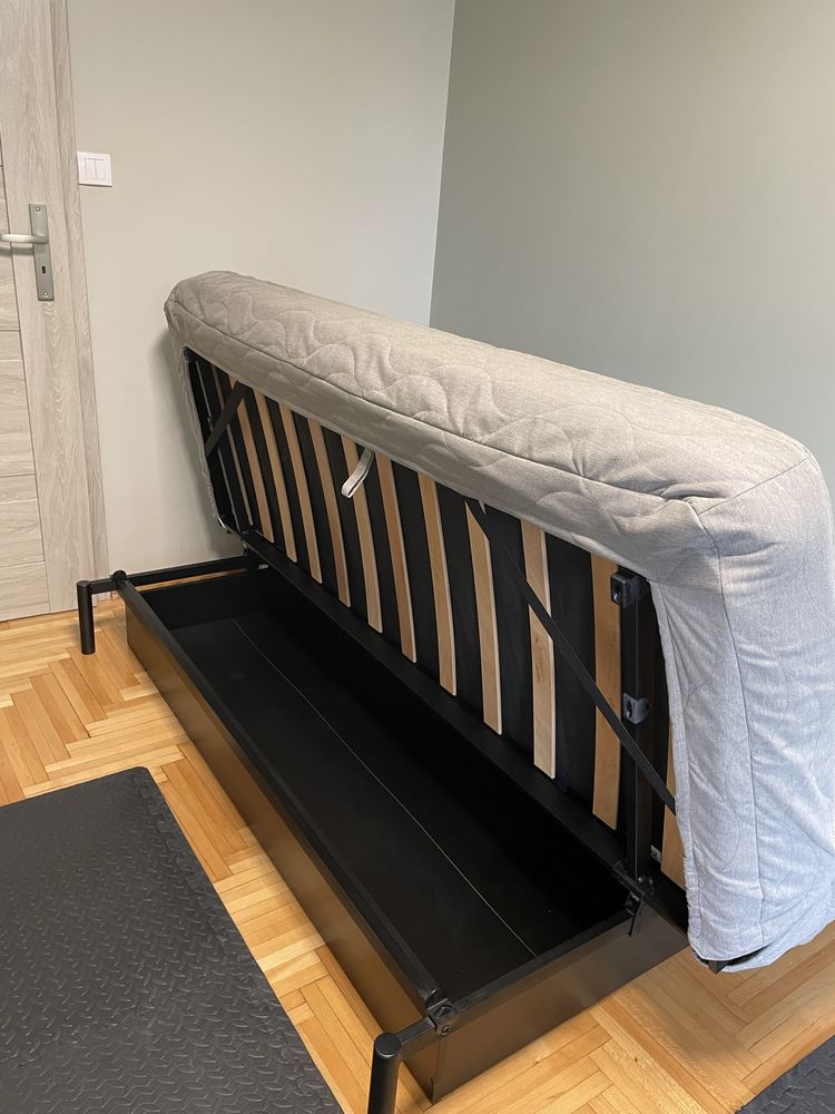 Rozkladana sofa 3-osobowa NYHAMN IKEA szara materac piankowy skrzynia