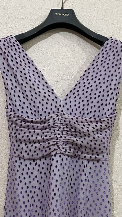 Tom Ford  подиумное платье шелковое платье в фиолетовый горошек с пояс