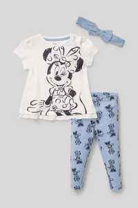 C&A 74  komplet legginsy bluzka opaska disney minnie piękny