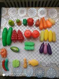 Игрушечные фрукты, овощи + корзина
