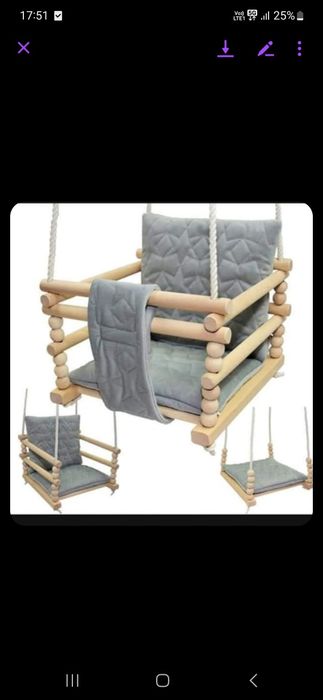 Huśtawka  drewniana 3w1