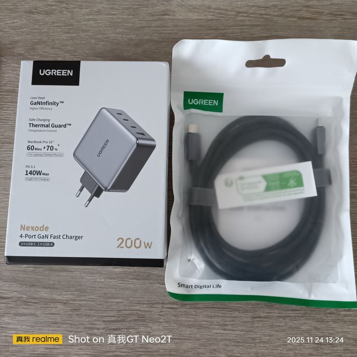Новые GAN зарядки Ugreen 200w+кабель 240w 2m,Anker Laptop Charger 140w