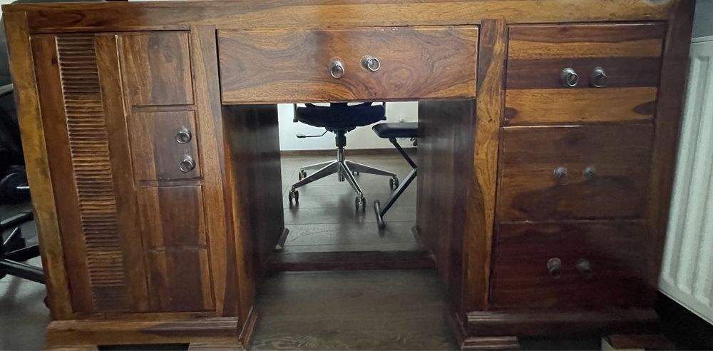 Zestaw mebli kolonialnych 2regaly+ biurko z krzeslem drewnianym gratis
