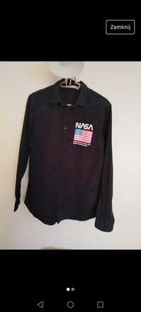 koszula młodzieżowa, czarna na długi rękaw, H&M, rozmiar 170. NASA.