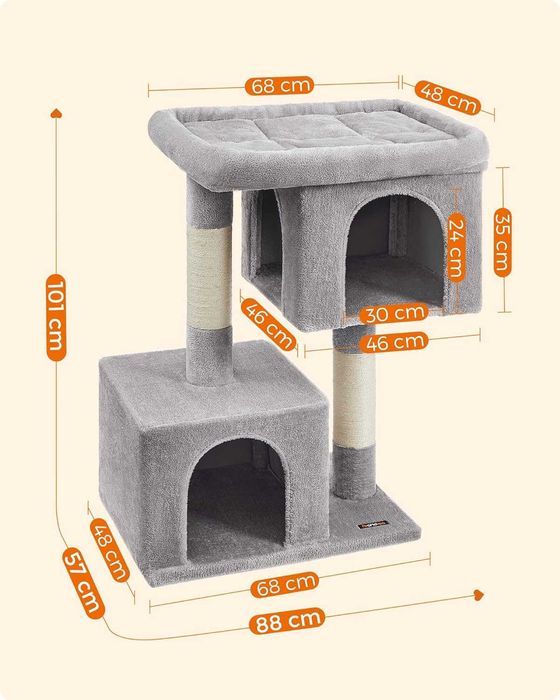 Drapak dla kota XL, dla dużych kotów,wysokość 101cm, jasnoszary