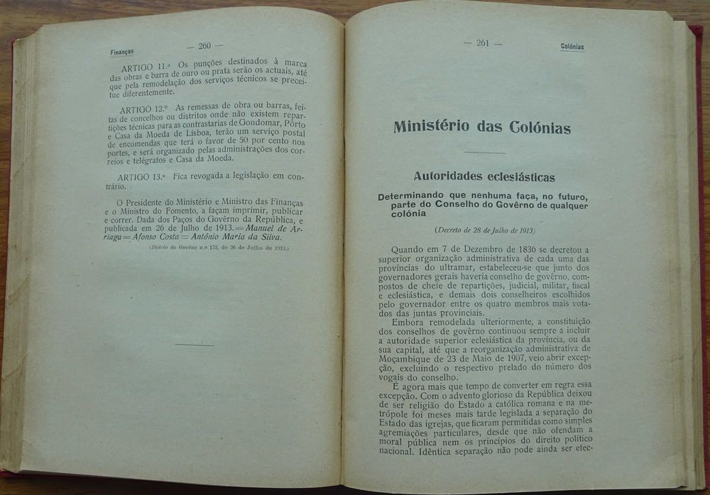 Leis Decretos e Portarias da República Portuguesa - Ano Edição 1913