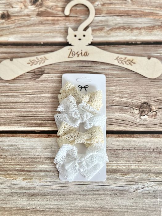 Spinki koronka boho nowe zestaw chrzest komunia bialy ecru bez