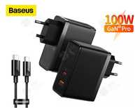 Блок живлення Baseus GaN5 Pro 100W QC PD зарядка + кабель USB-C