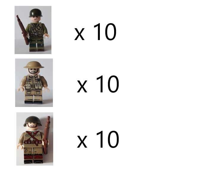 Zestaw 30 sztuk figurek żołnierzy z bronią ww2 komp. z Lego, Cobi