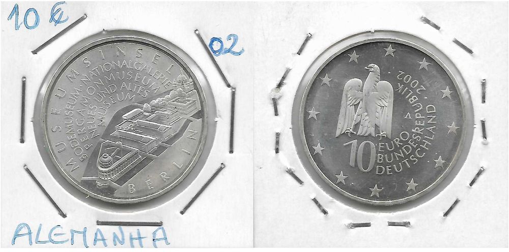 Alemanha. 5 moedas prata de 10 euros. Todas diferentes. Sem circular.