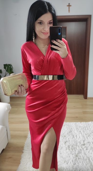 Sukienka długa maxi welur błyszcząca święta wigilia sylwester