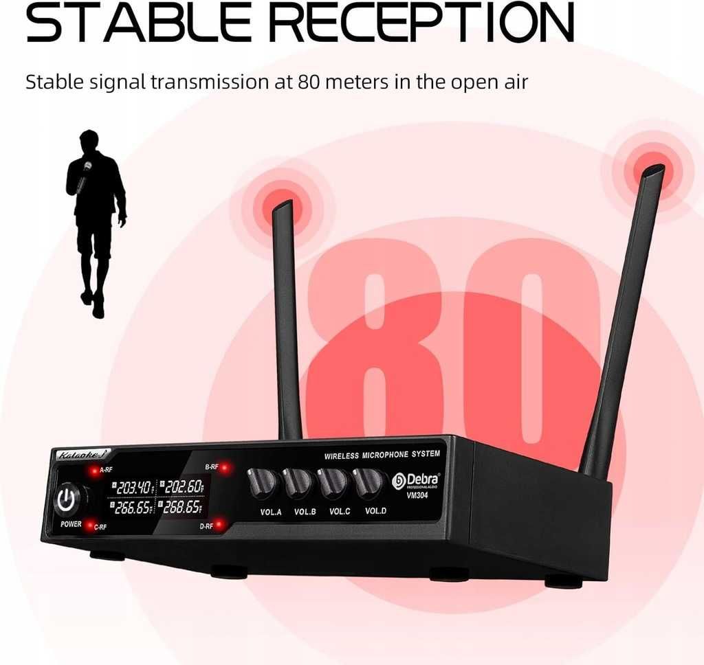 Debra Audio VM304 VHF 4-kanałowy bezprzewodowy system mikrofonowy