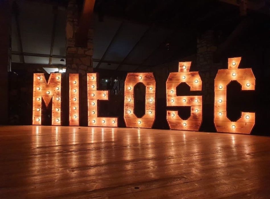 Napis Rustykalny Miłość / Love Atrakcje Weselne