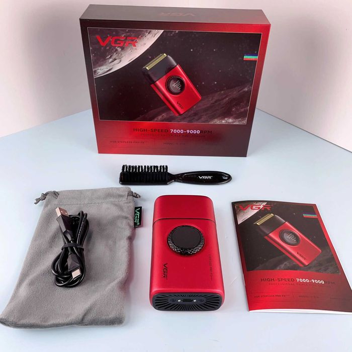 Електробритва VGR V-378 RED шейвер, тример 7000-9000 RPM, LED display