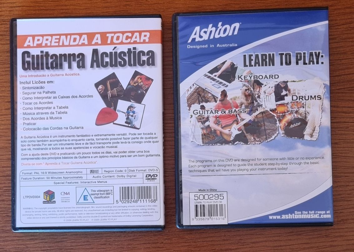 Conjunto cursos aprendizagem Guitarra, Bateria, Teclas