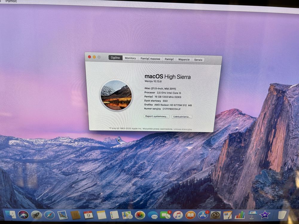 Komputer iMac apple 2011 high sierra intel i5 512 MB idealny komputer