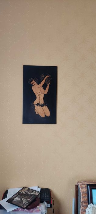 Картина Девушка с виноградом Винтаж СССР