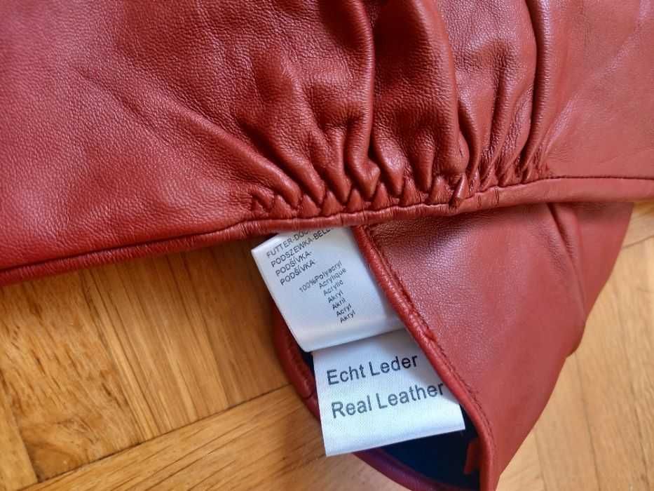 SOLAR - piękne długie rękawiczki - rozmiar M - NATURALNA SKÓRA